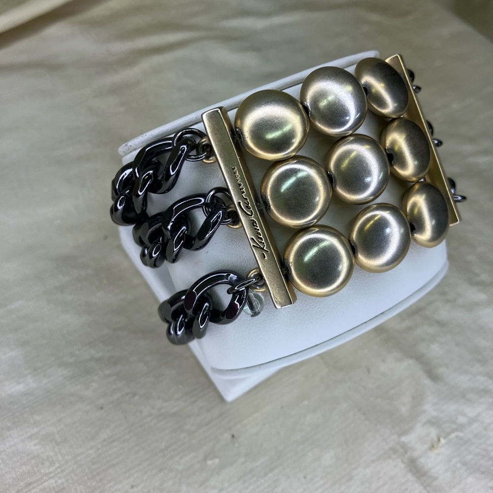 Kenneth Cole Gold and Gunmetal Multi-Row Statement Bracelet